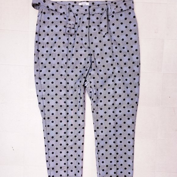 14 Nicole Miller NY glen-plaid polkadot pants - Picture 2 of 8